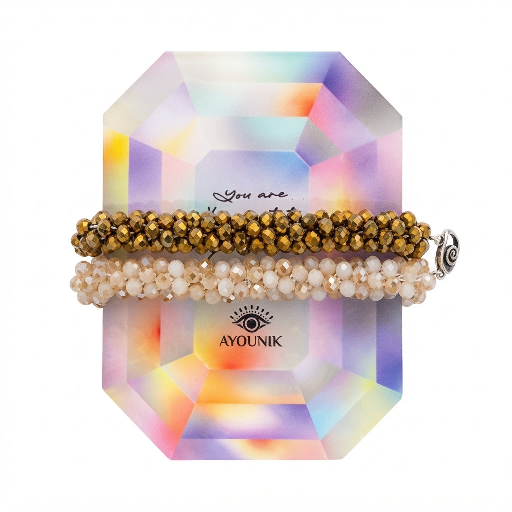 Crystal Bracelet Gold + Sand