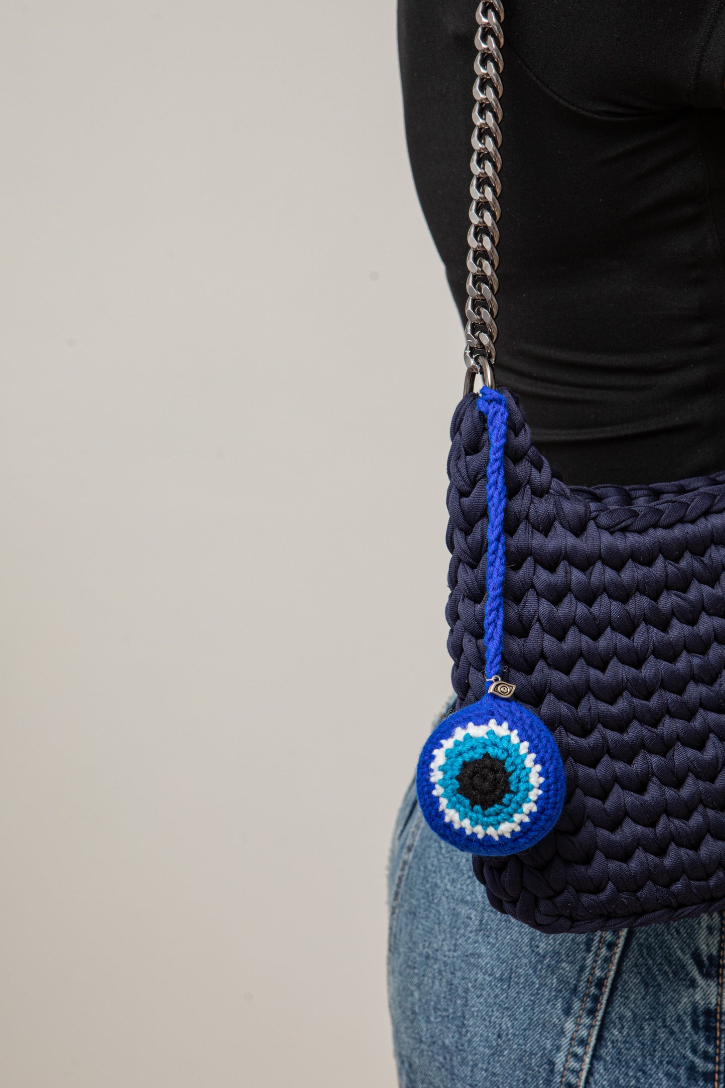 Knitted Evil Eye Pendant