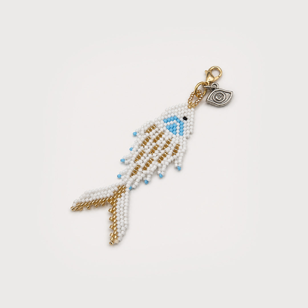 White Beaded Lucky Fish Charm