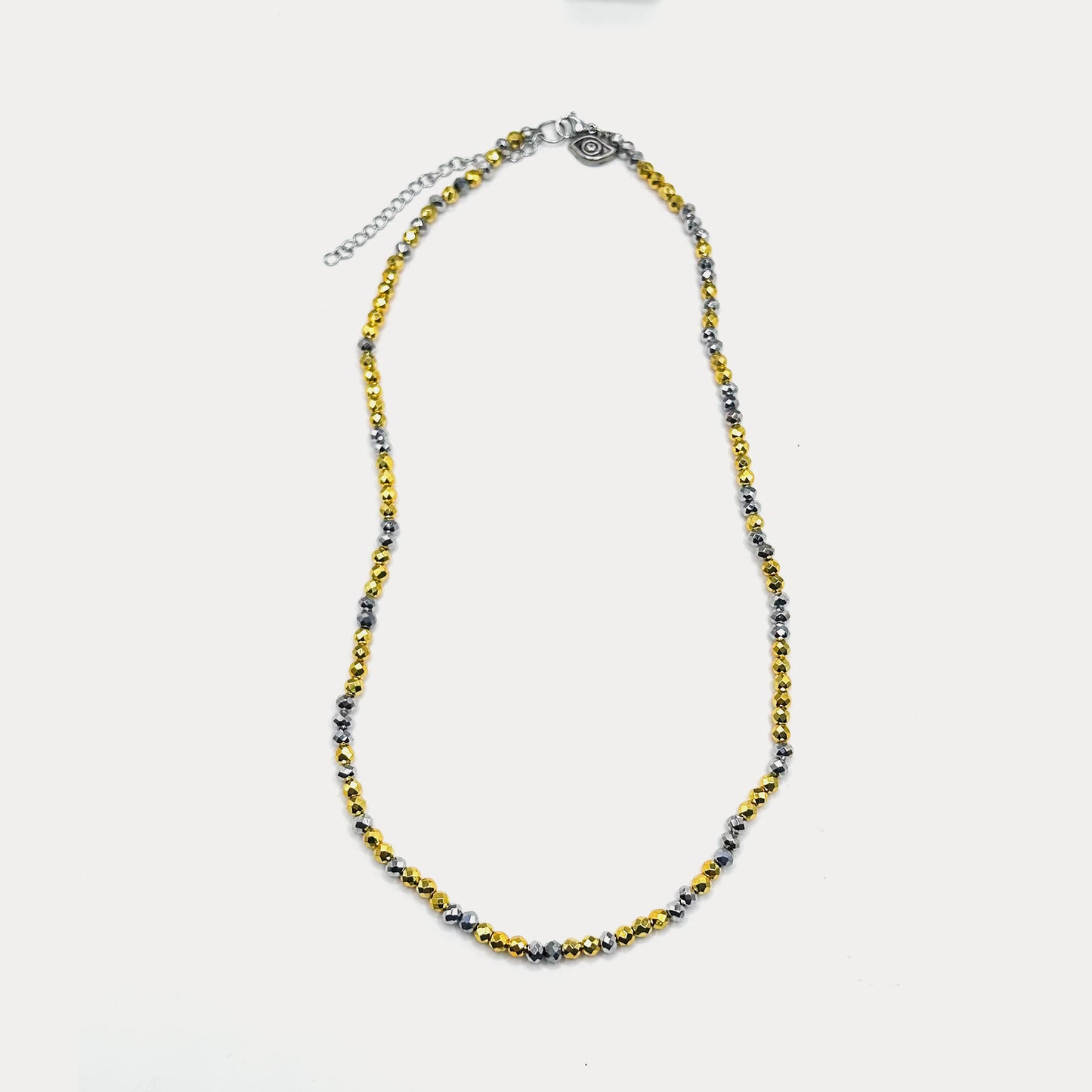 Gold and Silver Short Crystal Necklace