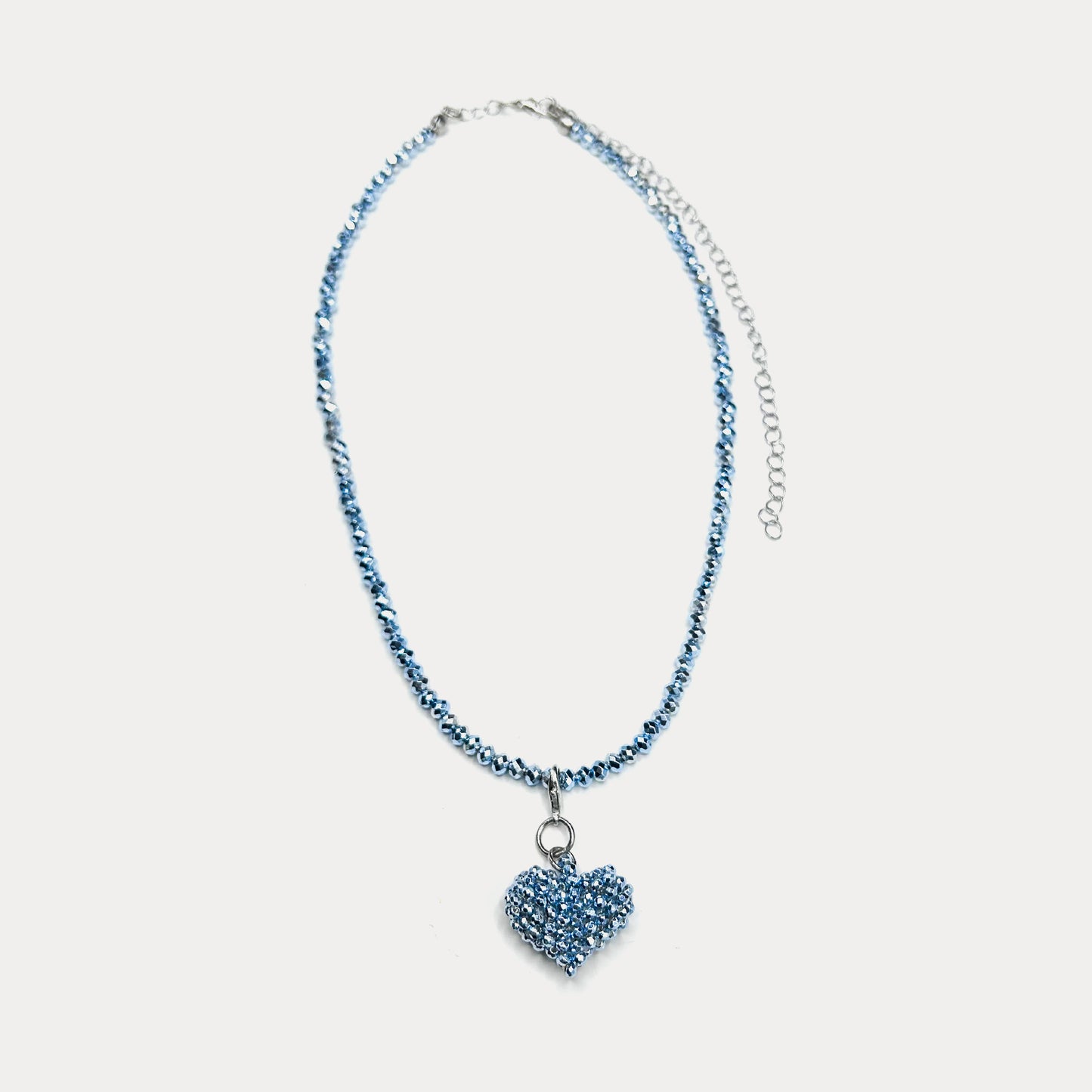 Crystal Heart Necklace Blue