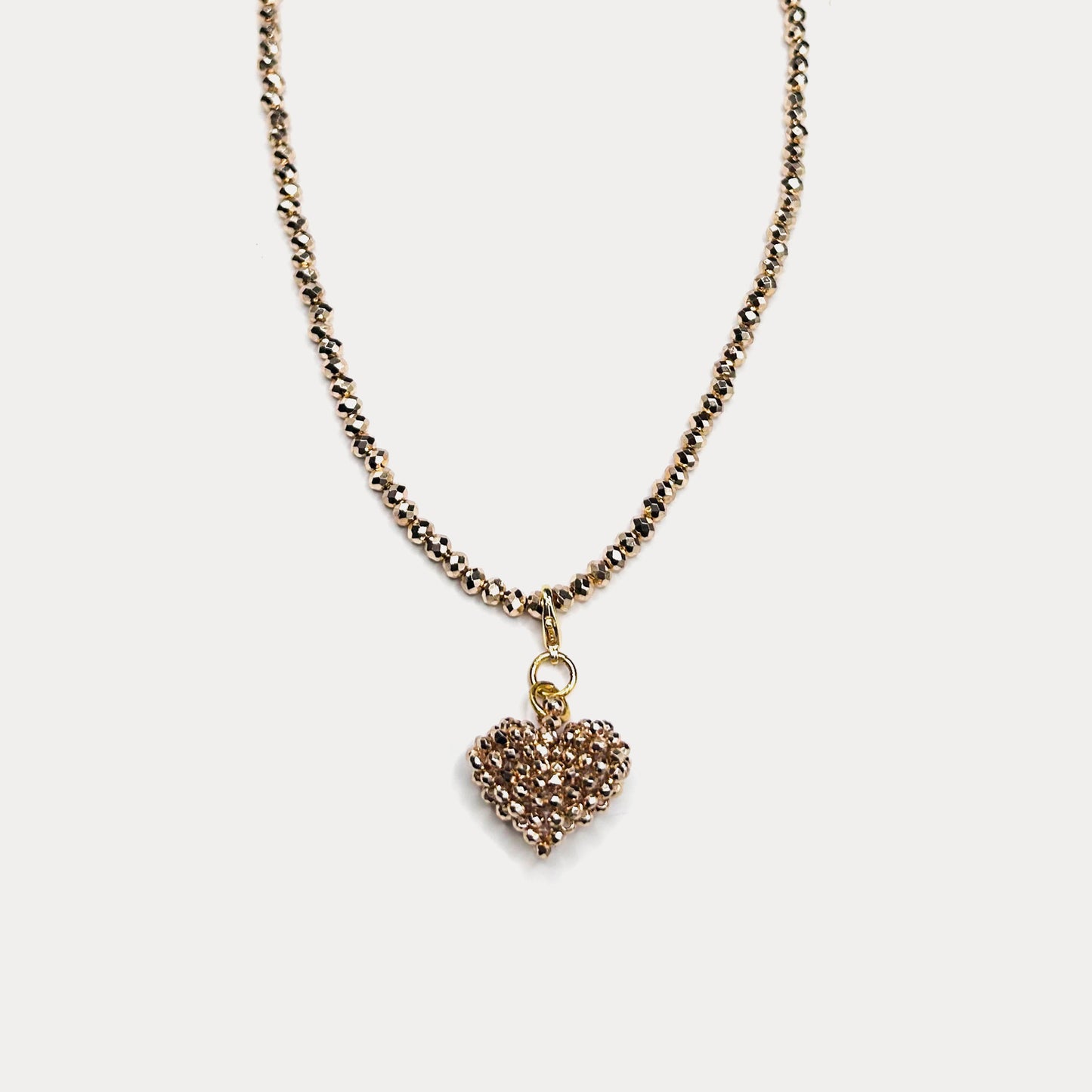 Crystal Heart Necklace Latte
