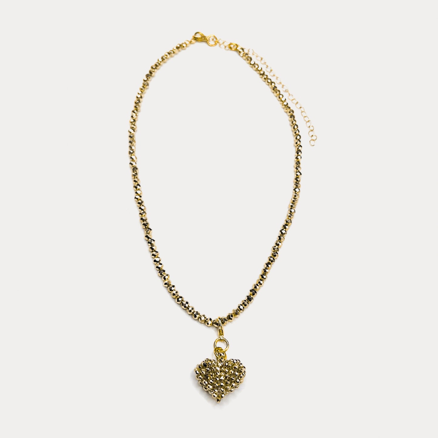Crystal Heart Necklace Gold