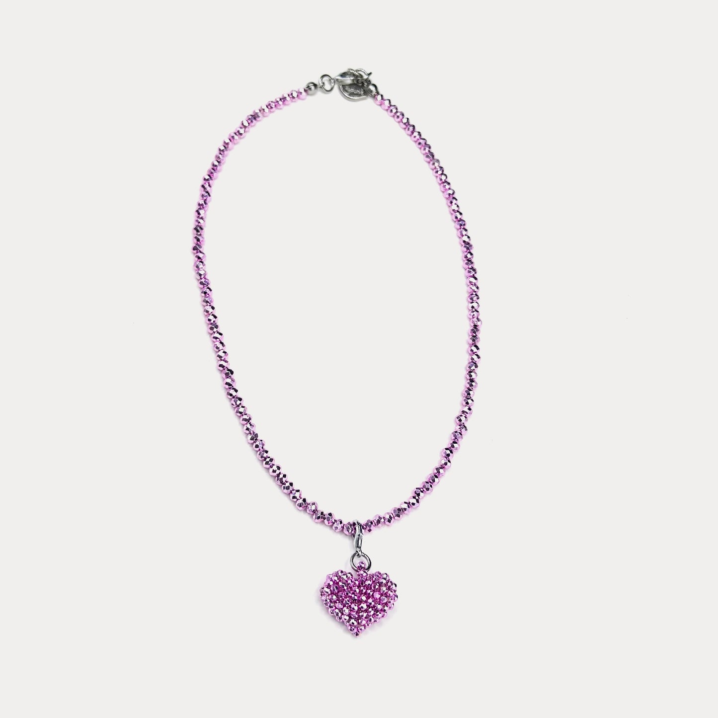 Crystal Heart Necklace Pink