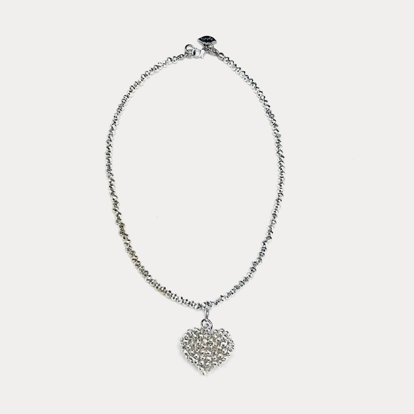 Crystal Heart Necklace Silver