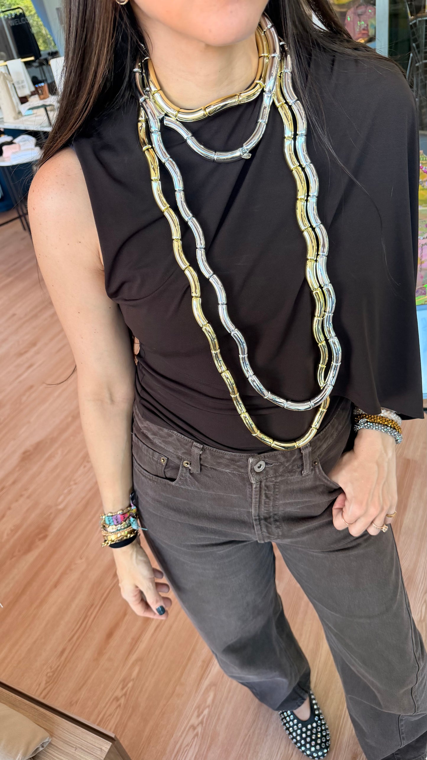 Jelly Metallic Necklace XL Gold