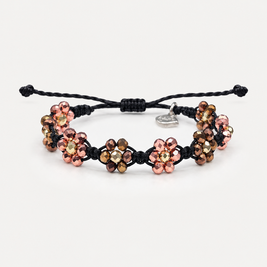 Crystal Flower Bracelet Copper/ Brown