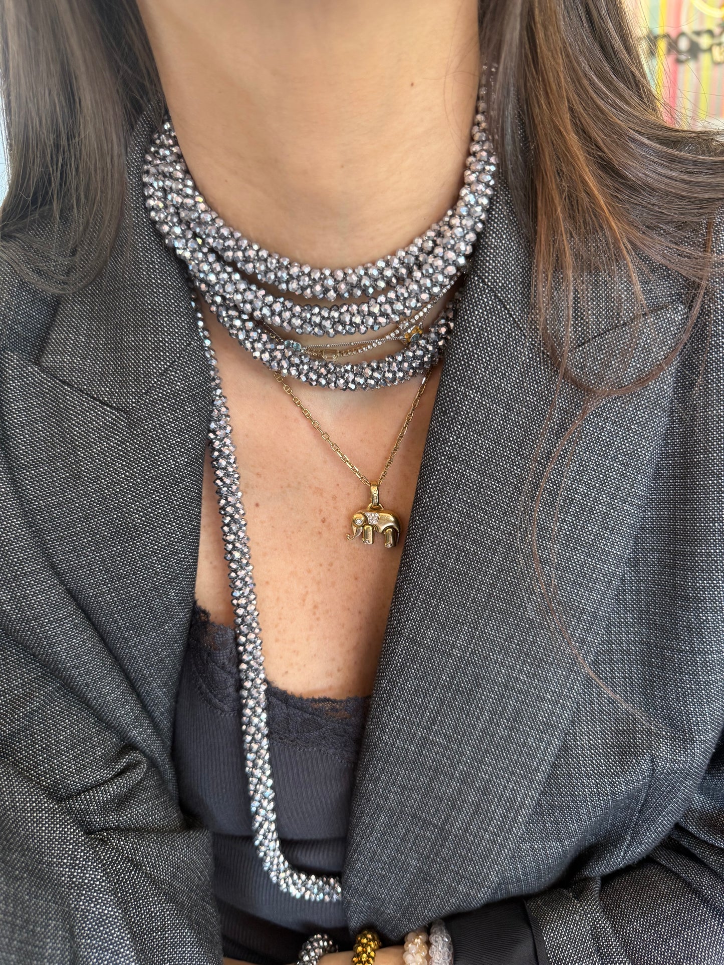 Magnet Crystal Necklace Silver