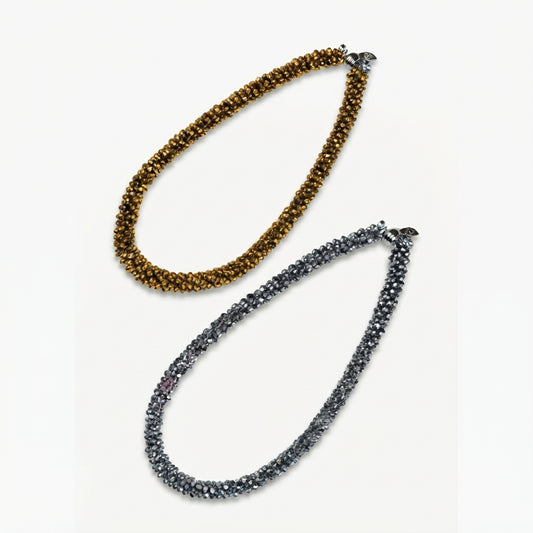 Magnet Crystal Necklace Silver & Gold