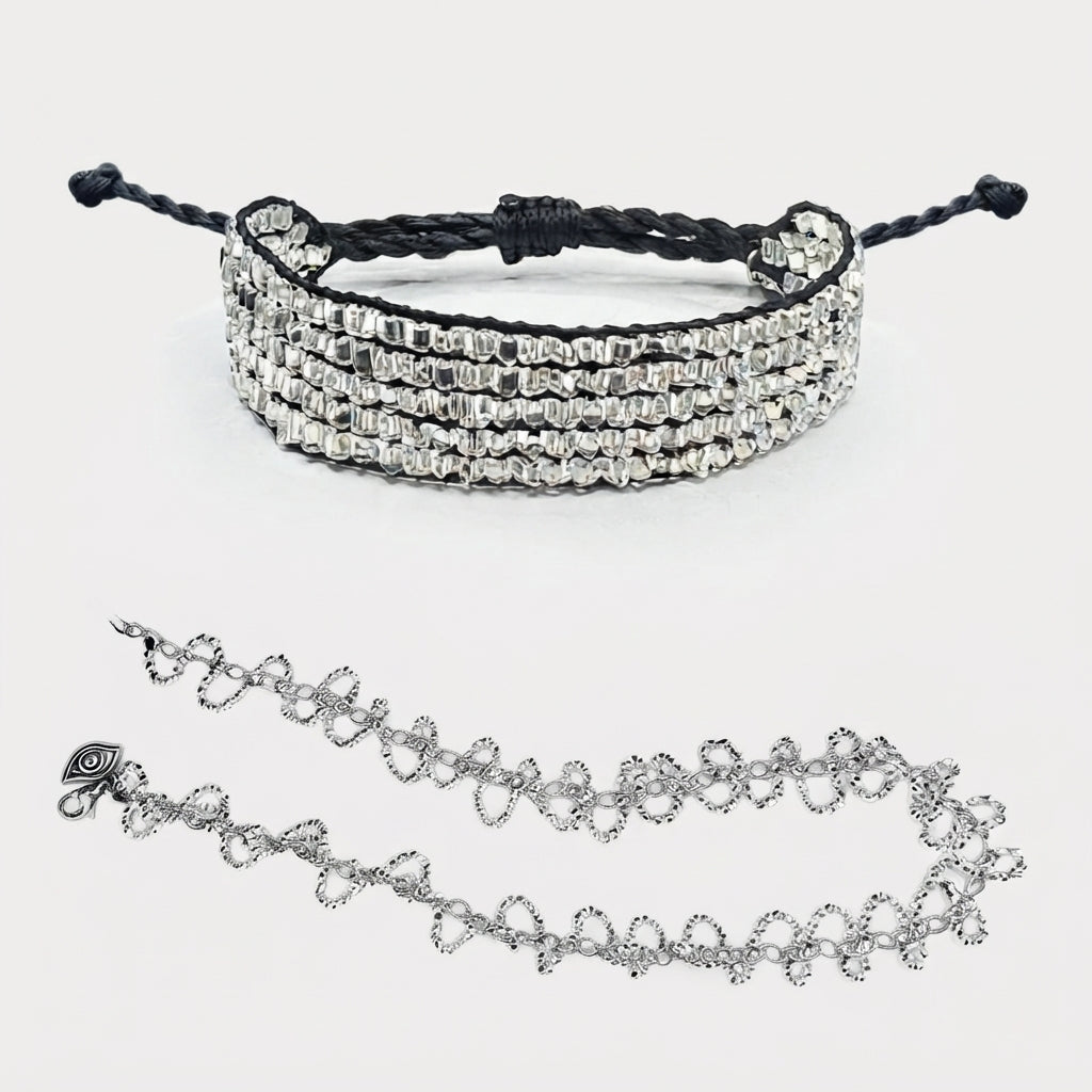 Silver Crystal Wave Necklace + Talesh Silver
