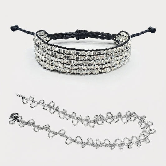 Silver Crystal Wave Necklace + Talesh Silver