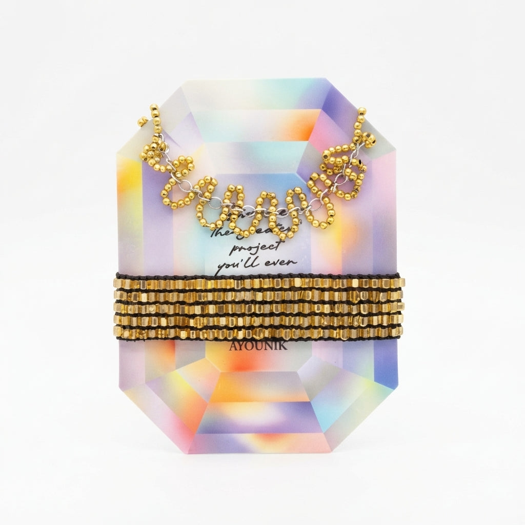 Gold Crystal Wave Necklace + Talesh Gold