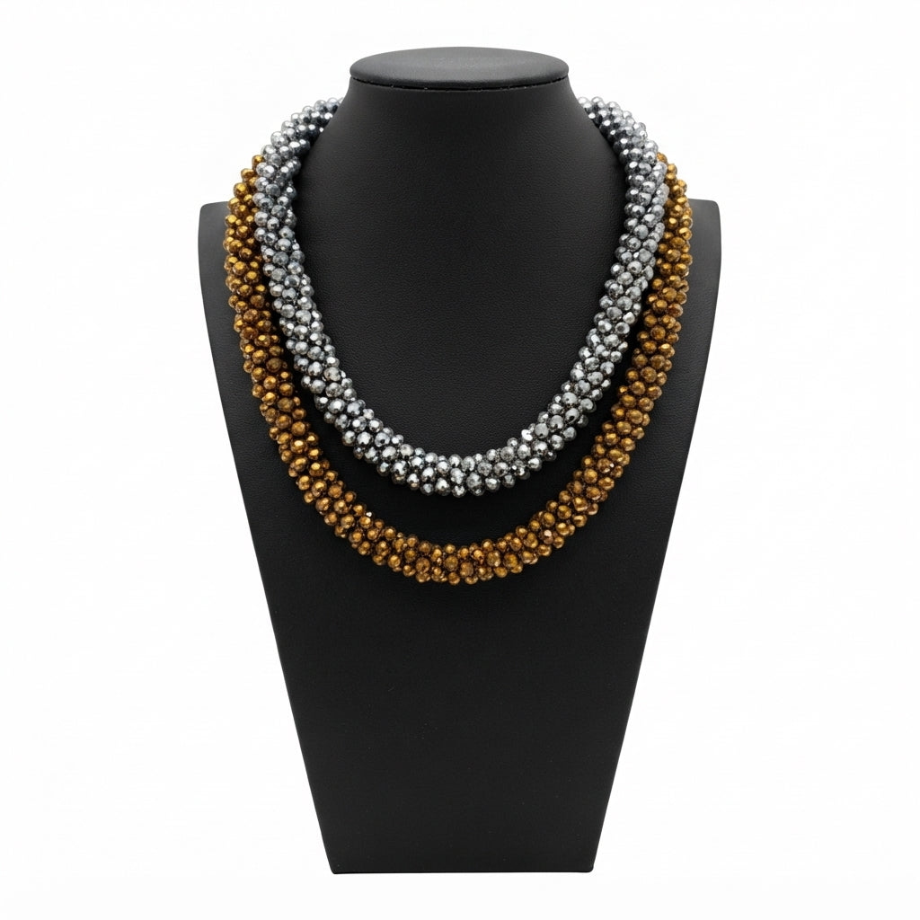 Magnet Crystal Necklace Silver & Gold