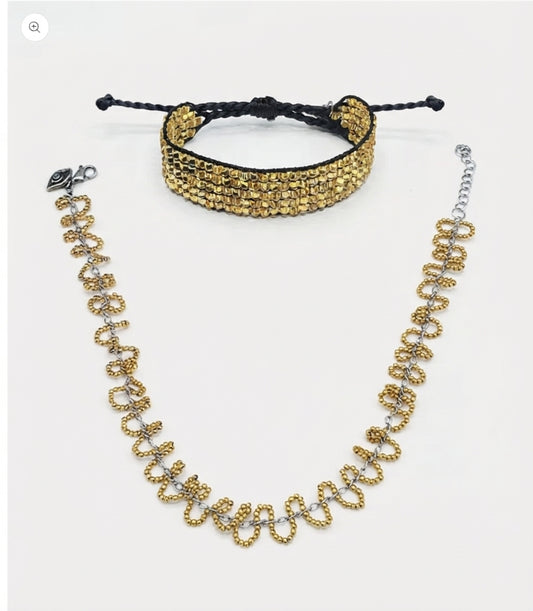 Gold Crystal Wave Necklace + Talesh Gold