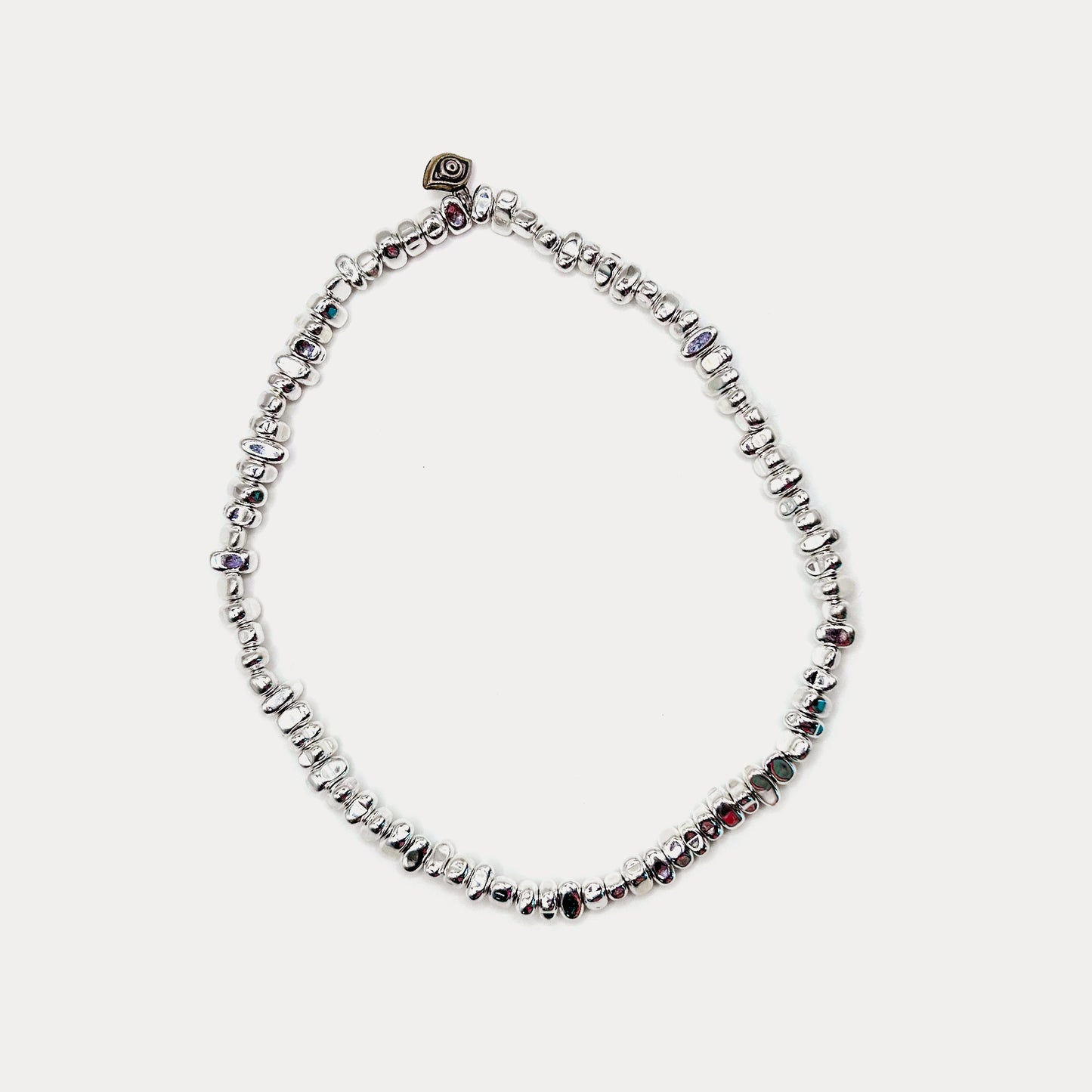 Hematite Bubbly Silver Necklace & Bracelet Set