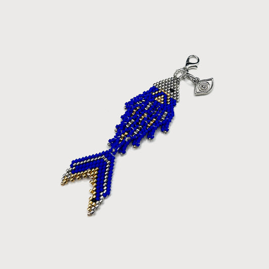 Blue Beaded Lucky Fish Charm