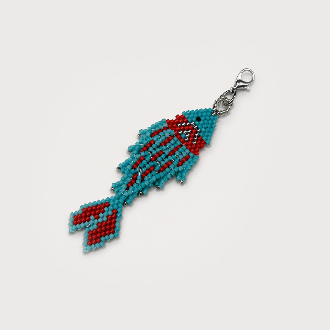 Turquoise Beaded Lucky Fish Charm