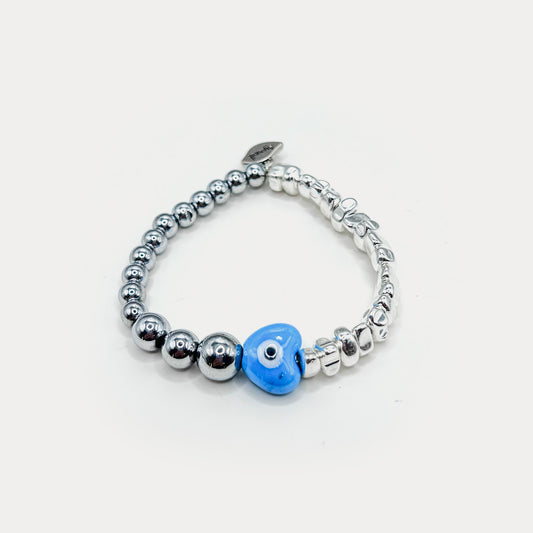 Hematite Caramel Evil Eye Bracelet