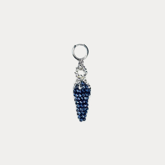 Crystal Cornicello Charm Deep Blue/ Silver