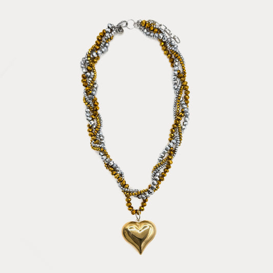 Gold and Silver Love Twist Necklace