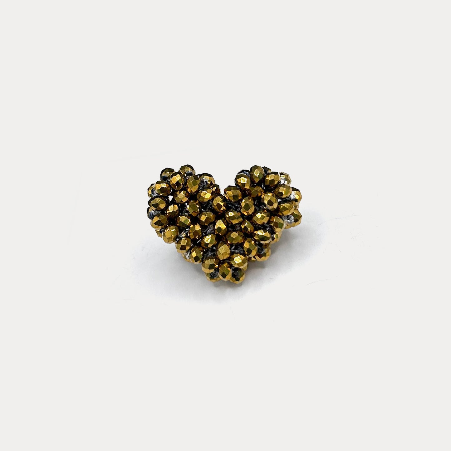 Crystal Heart Brooch Gold