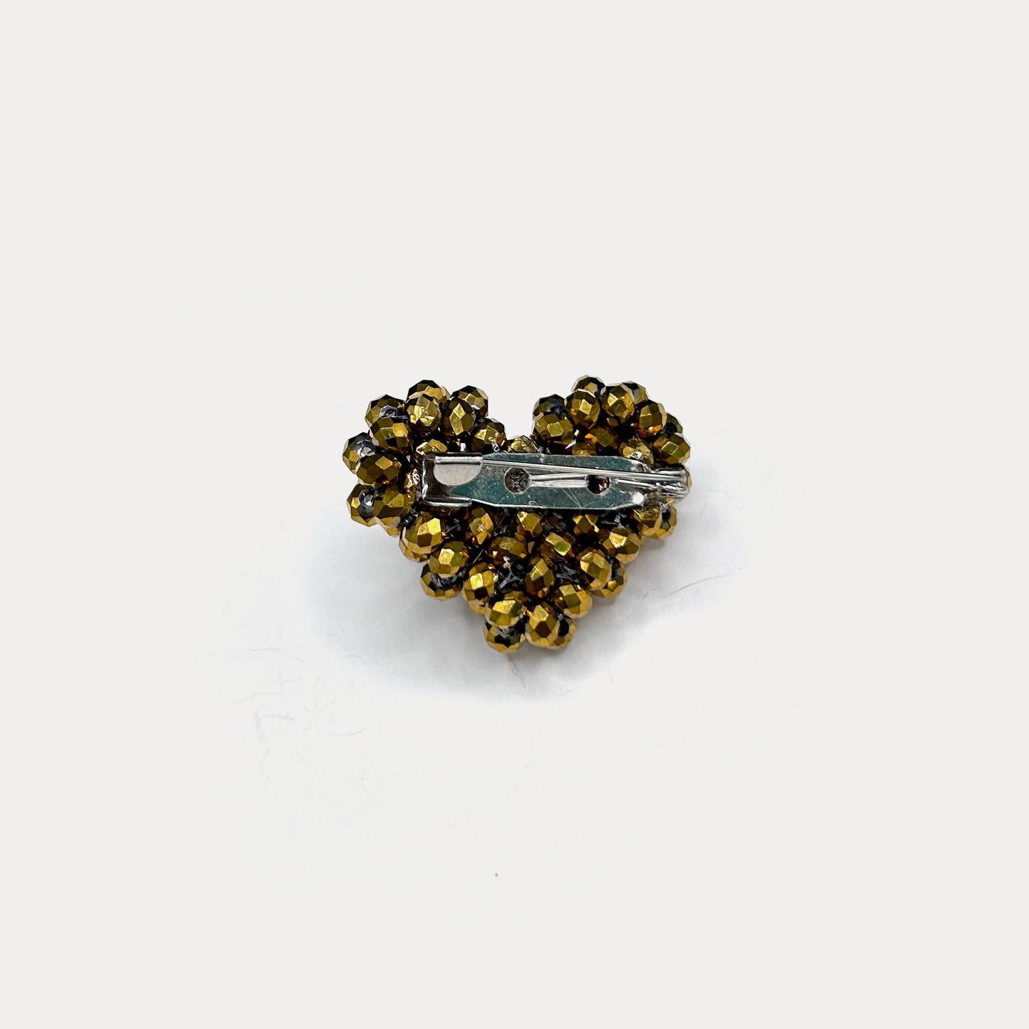 Crystal Heart Brooch Gold