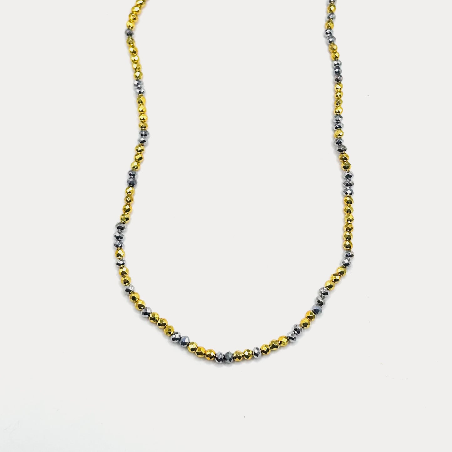 Gold and Silver Short Crystal Necklace