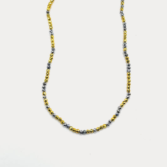 Gold and Silver Short Crystal Necklace