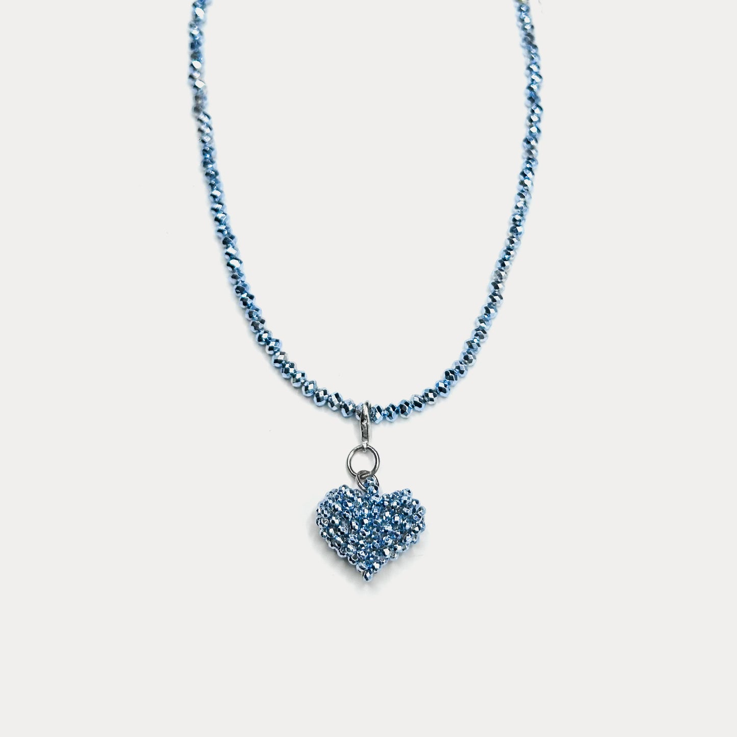 Crystal Heart Necklace Blue