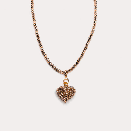 Crystal Heart Necklace Copper
