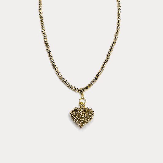 Crystal Heart Necklace Gold
