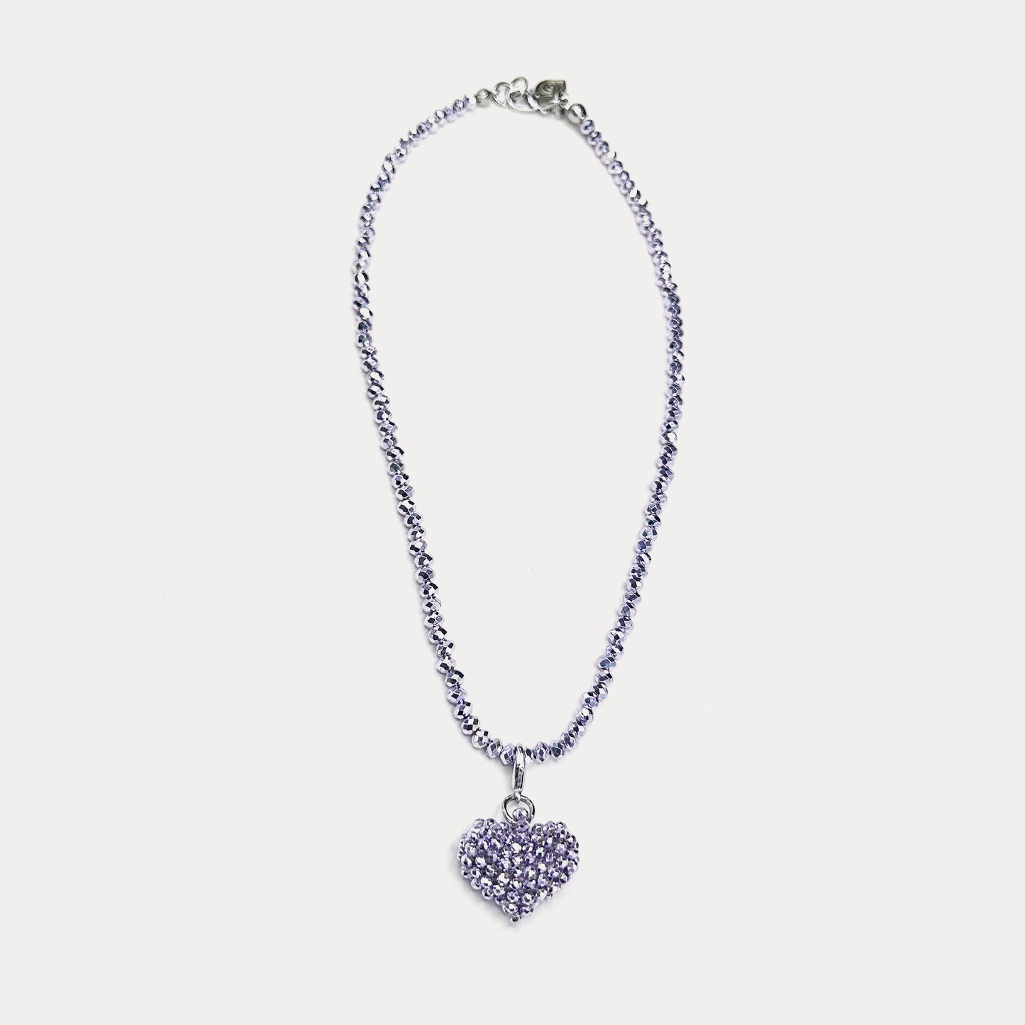 Crystal Heart Necklace Lilac