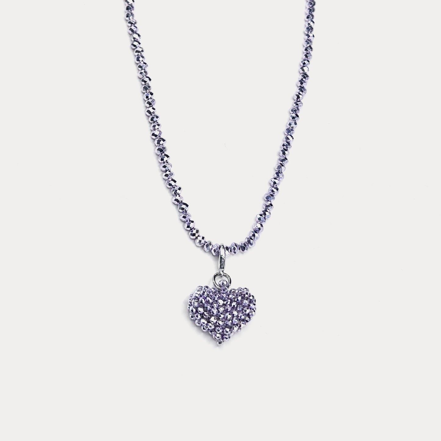 Crystal Heart Necklace Lilac