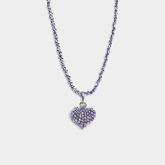 Crystal Heart Necklace Lilac