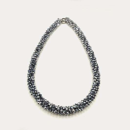 Magnet Crystal Necklace Silver