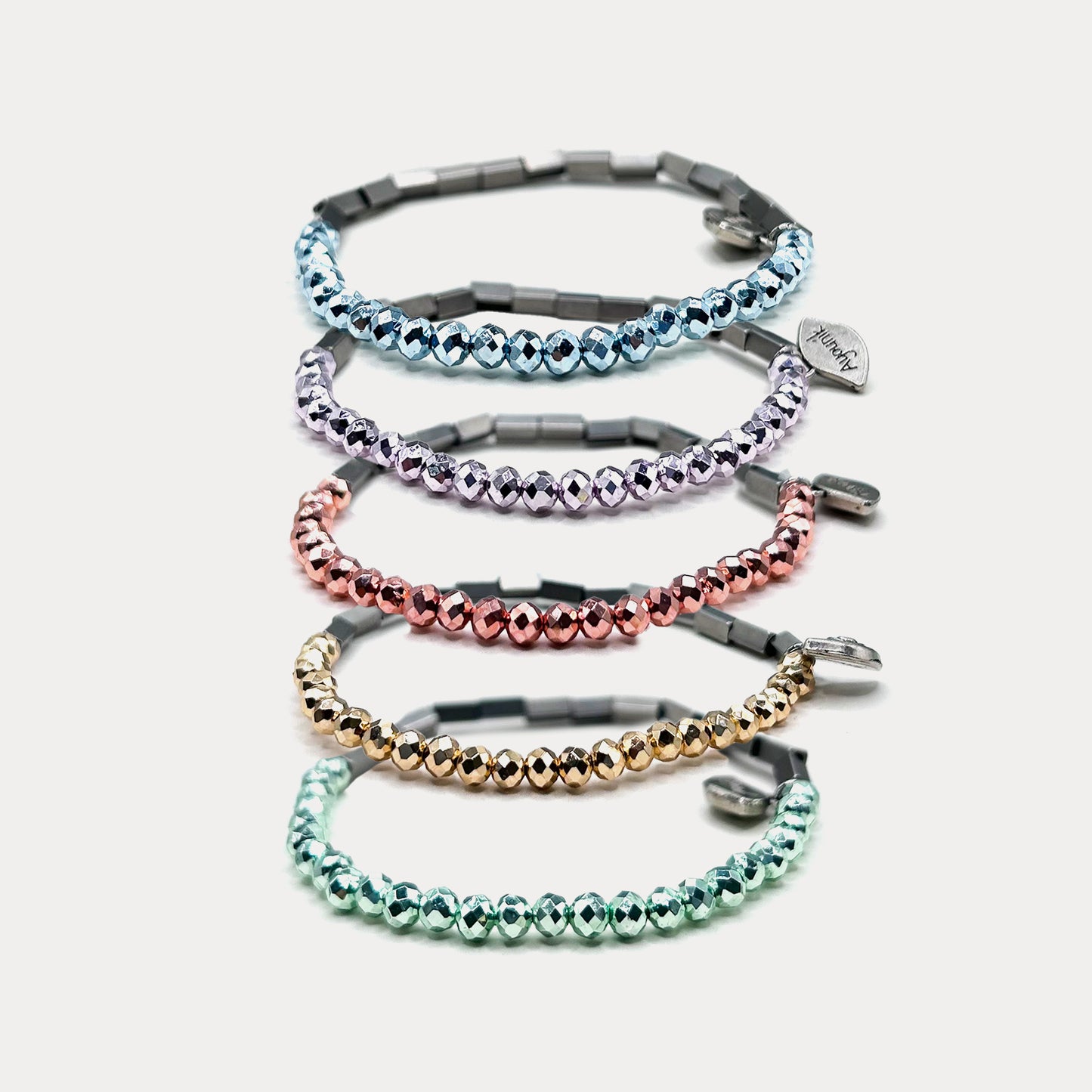 Stainless Steel & Crystal Bracelet Set