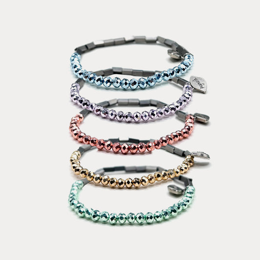 Stainless Steel & Crystal Bracelet Set