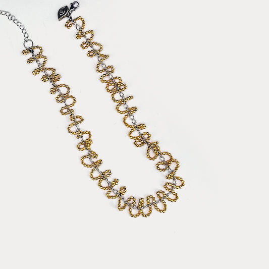 Gold Crystal Wave Necklace